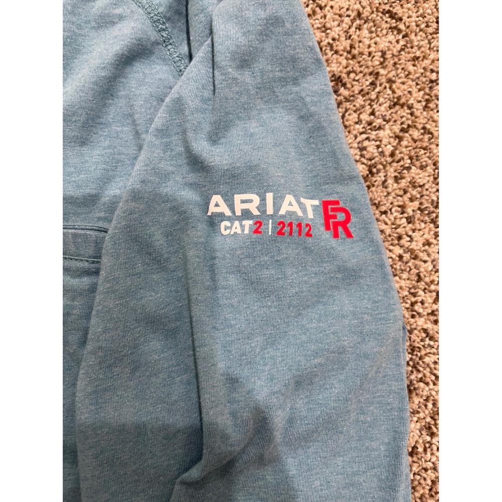 Ariat Work FR Mens 2X Blue Long Sleeve Flame Resistant T-Shirt CAT 2 NFPA 2112 - Picture 2 of 9
